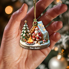 Maxcorners Custom Name Camping Ornament, Camping Christmas Decoration 2D Flat LM2211