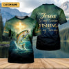 Maxcorners Jesus My Savior - Fishing My Therapy Shirt, Fishing UPF Shirts, Funny Fishing Shirt