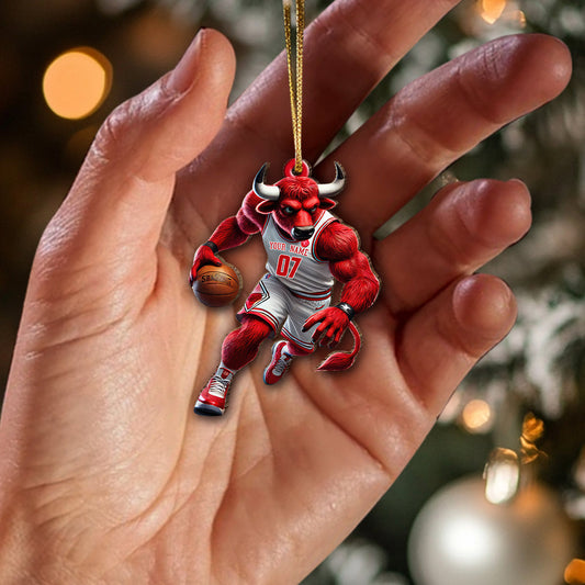 Maxcorners Custom Name Basketball Bulls Team Ornament, Basketball Team Christmas Gift 2D Flat LM2211