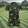 Maxcorners Leprechaun Hats Gold Coins Pot St Patrick's Day Shamrock Golf Shirt, Women's Golf Tops, Ladies Golf Polos