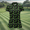 Maxcorners Three Leaf Clover Golf And Beer St Patrick's Day Black Golf Shirt, Women's Golf Shirts, Ladies Golf Polos