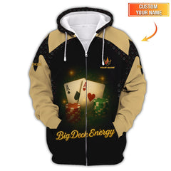 Maxcorners Personalized Name Funny Poker T-Shirts, Big Deck Energy Shirt, Gift For Poker PlayersLM1009