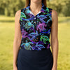Maxcorners Neon Sea Turtle Ocean Pattern Hawaiian Golf Polo Shirt, Women’s Golf Polo, Ladies Golf Shirts LM1507