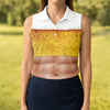 Maxcorners Bubbly Beer Foam Faux Abs Sleeveless Crop Golf Shirt, Golf Tops For Women, Ladies Golf Top LM1507