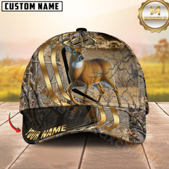Maxcorners Elegant Deer With Gold Lines Camo Multicolor Option Personalized 3D Cap