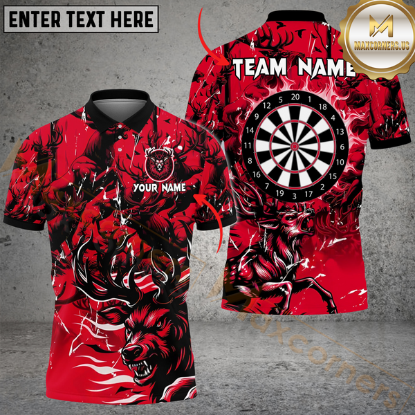 Maxcorners Darts Angry Deer Multicolor Options Personalized Name, Team Name 3D Shirt