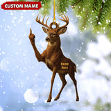 Maxcorners Personalized Funny Deer Buck Fukin' Finger Hunting Acrylic Christmas Ornament Custom Gift for Hunters LM0110