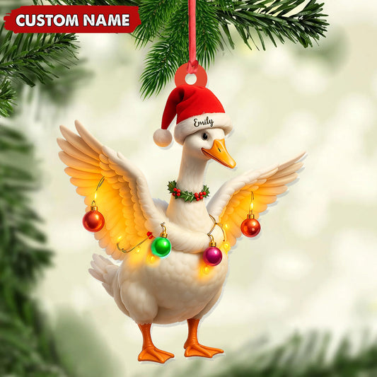 Maxcorners Custom Funny Christmas Duck Decoration Acrylic Ornament - Cute Personalized Holiday Gift for Friends & Duck Lovers