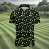 Maxcorners Three Leaf Clover Golf And Beer St Patrick's Day Black Golf Shirt, Fun Golf Shirts For Men, Polo Shirts For Men