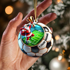 Maxcorners Custom Name Soccer Santa Ornament, Christmas Soccer Gift 2D Flat LM2111