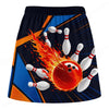Maxcorners Customized Bowling Trouser Skirts With Shorts Underneath, Bowling Meteor Fireball With Pockets