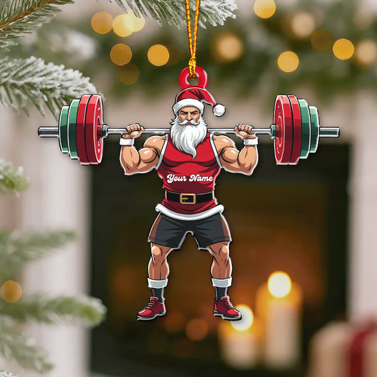 Maxcorners Weightlifting Santa, Home Decor, Christmas Ornament, Personalized Ornaments 2D Flat LM2111