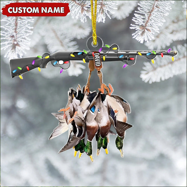 Maxcorners Personalized Duck Hunting Acrylic Christmas Ornament – Custom Name Shotgun Gift For Hunters LM0411