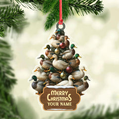 Maxcorners Funny Duck Christmas Tree Acrylic Ornament â€“ Personalized Hunting Gift, Mallard Duck Lover Decoration, Rustic Country Holiday Decor