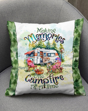Maxcorners Personalized Making Memories One Campfire At A Time Flamingo Pillow LM1501