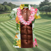 Maxcorners Tan Skin Tropical Muscle Chest Hawaiian Golf Polo Shirt, Women's Golf Tops, Performance Golf Shirt LM1507