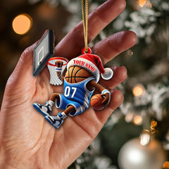Maxcorners Custom Name and Number Basketball Ornament, Basketball Team Christmas Gift 2D Flat LM2111