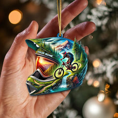 Maxcorners Custom Name Mountain Bike Ornament, Mountain Bike Lover Christmas Gift 2D Flat LM2111