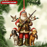 Maxcorners Personalized Santa Duck Hunter Ornament, Custom Name Christmas Gift for Hunting Lovers LM0411