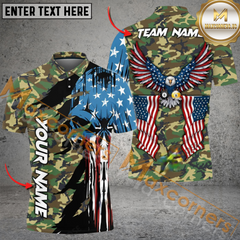 Maxcorners Ball 8 And 9 Eagle Flag Skull Billiard Jersey Mutiloption Personalized Name, Team Name 3D Polo Shirt
