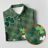 Maxcorners Green Checkered Leprechaun Shamrock St Patrick's Day Golf Shirt, Women's Golf Tops, Ladies Golf Shirts
