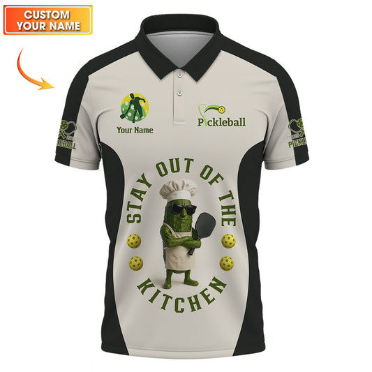 Maxcorners Stay Out of the Kitchen Pickleball Shirt, Funny Pickleball Shirts For Players, Custom Name Pickleball Polos LM0509