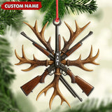 Maxcorners Custom Name Hunting Ornament, Antlers and Rifles Christmas Decor for Hunters

 LM0411