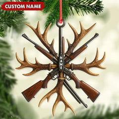 Maxcorners Custom Name Hunting Ornament, Antlers and Rifles Christmas Decor for Hunters

 LM0411