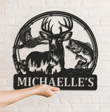 Maxcorners Personalized Hunting Metal Sign WITH LED/WITHOUT LED - Deer, Duck & Fish Wildlife Wall Art, Rustic Cabin Decor for Hunters LM0110