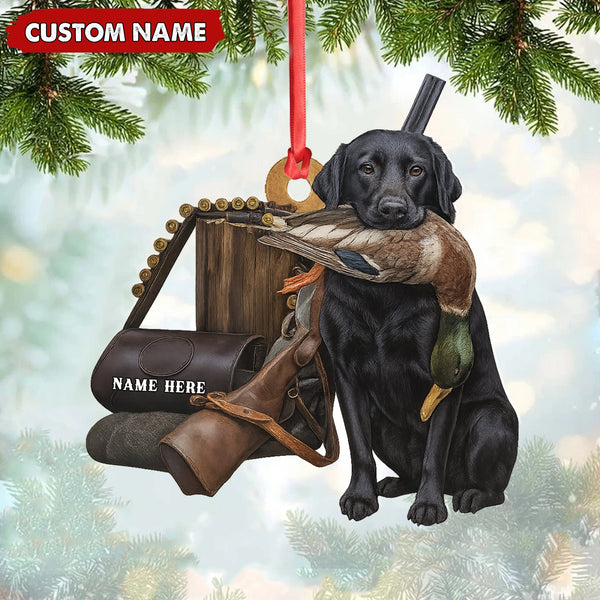 Maxcorners Personalized Duck Hunting Dog Ornament – Personalized Acrylic Christmas Decor for Hunters LM0411