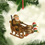 Maxcorners Personalized Funny Santa Hunter Acrylic Ornament– Duck Hunting Christmas Wall Art, Santa Claus with Ducks Sleigh, Custom Hunter Gift for Men LM0411