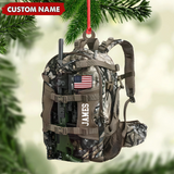 Maxcorners Custom Hunting Backpack Acrylic Ornament – Personalized Tactical Gift for Hunters & Veterans LM0411