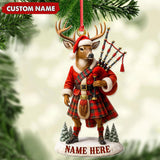 Maxcorners Personalized Scottish Deer Ornament, Custom Name Highland Bagpiper Christmas Decoration

 LM0411