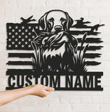 Maxcorners Personalized Hunting Dog Metal Sign WITH LED/WITHOUT LED - Duck Retriever Wall Decor LM0110