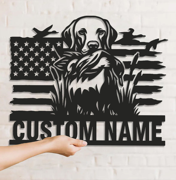 Maxcorners Personalized Hunting Dog Metal Sign WITH LED/WITHOUT LED - Duck Retriever Wall Decor LM0110