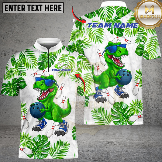 Maxcorners Bowling Tropical Funny Dinosaur Personalized Name 3D Unisex Shirt