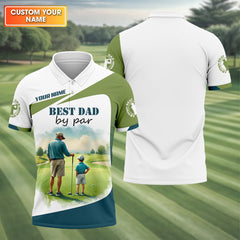 Maxcorners Custom Best Dad By Par Golf Polo Shirt, Father And Son Shirt, Gift For Golfers