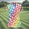Maxcorners Rainbow Shamrock St Patrick's Day Golf Shirt, Women's Golf Tops, Ladies Golf Polos, Golf Shirt For Women