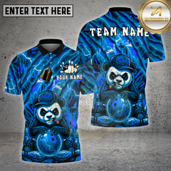 Maxcorners Bowling Shirts Panda Lightning Design Multi Options Personalized Name, Team Name 3D Shirt