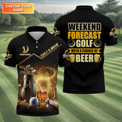 Maxcorners Golf And Beer Custom Men's Golf Polo Shirt, Beer Golf Shirt, Gift For Golfers