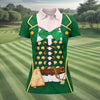 Maxcorners St Patrick's Day Green Leprechaun Costume Print Golf Shirt, Ladies Golf Polos, Golf Shirt For Women