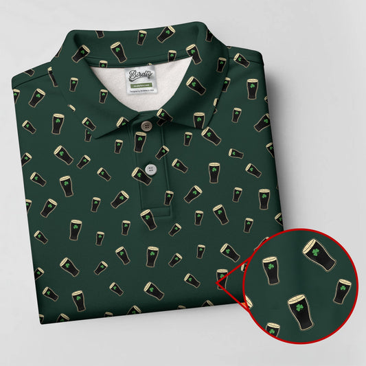 Maxcorners Dark Stout Beer St Patrick's Day Green Shamrock Golf Shirt, Ladies Golf Tops, Golf Shirt For Women