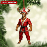Maxcorners Personalized Karate Deer Ornament, Custom Name Martial Arts Christmas Decoration

 LM0411
