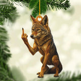 Maxcorners Personalized Funny Coyote Fukin' Finger Hunting Acrylic Christmas Ornament – Custom Gift for Hunters LM0411