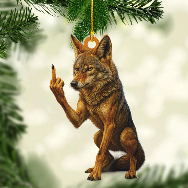 Maxcorners Personalized Funny Coyote Fukin' Finger Hunting Acrylic Christmas Ornament – Custom Gift for Hunters LM0411