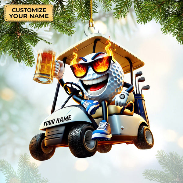 Maxcorners Golf Beer Custom Acrylic Ornaments, Golf Christmas Ornaments, Christmas Golf Gift