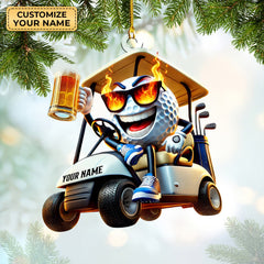 Maxcorners Golf Beer Custom Acrylic Ornaments, Golf Christmas Ornaments, Christmas Golf Gift