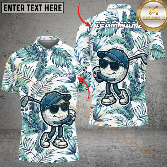 Maxcorners Golf Funny Ball Tropical Pattern Multicolor Customized Name, Team Name 3D Shirts