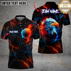 Maxcorners Golf American Eagle Lightning Multicolor Customized Name, Team Name 3D Shirts