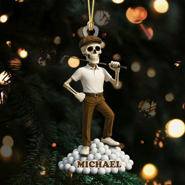 Maxcorners Funny Skeleton Male Golfer Acrylic Ornaments, Golf Christmas Gifts, Funny Golf Presents LM1611